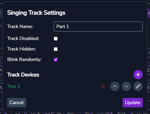 Track Settings dialog